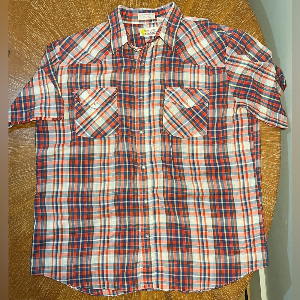 Vintage Plaid Button Down Shirt with Pearl Snap Buttons